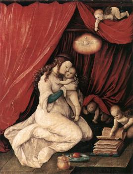 Hans Baldung Grien : Virgin and Child in a Room